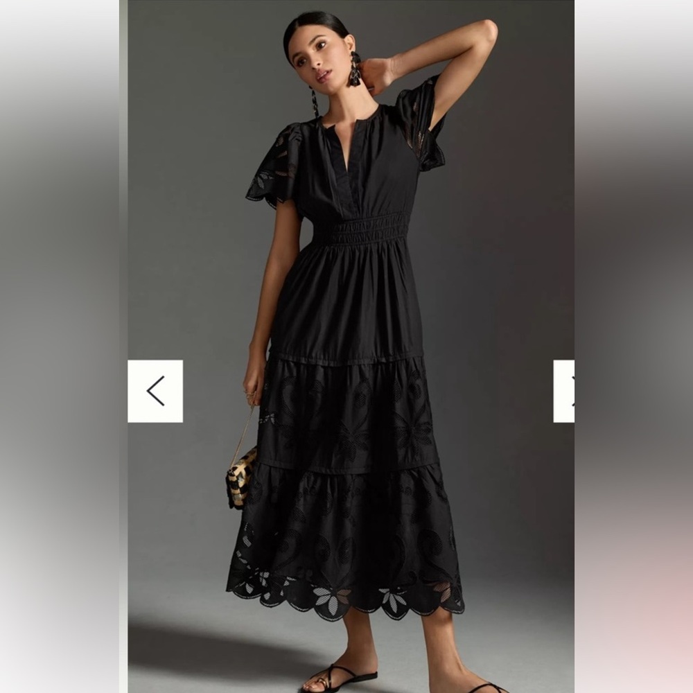 Anthropologie Somerset Black Lace Cutwork Dress